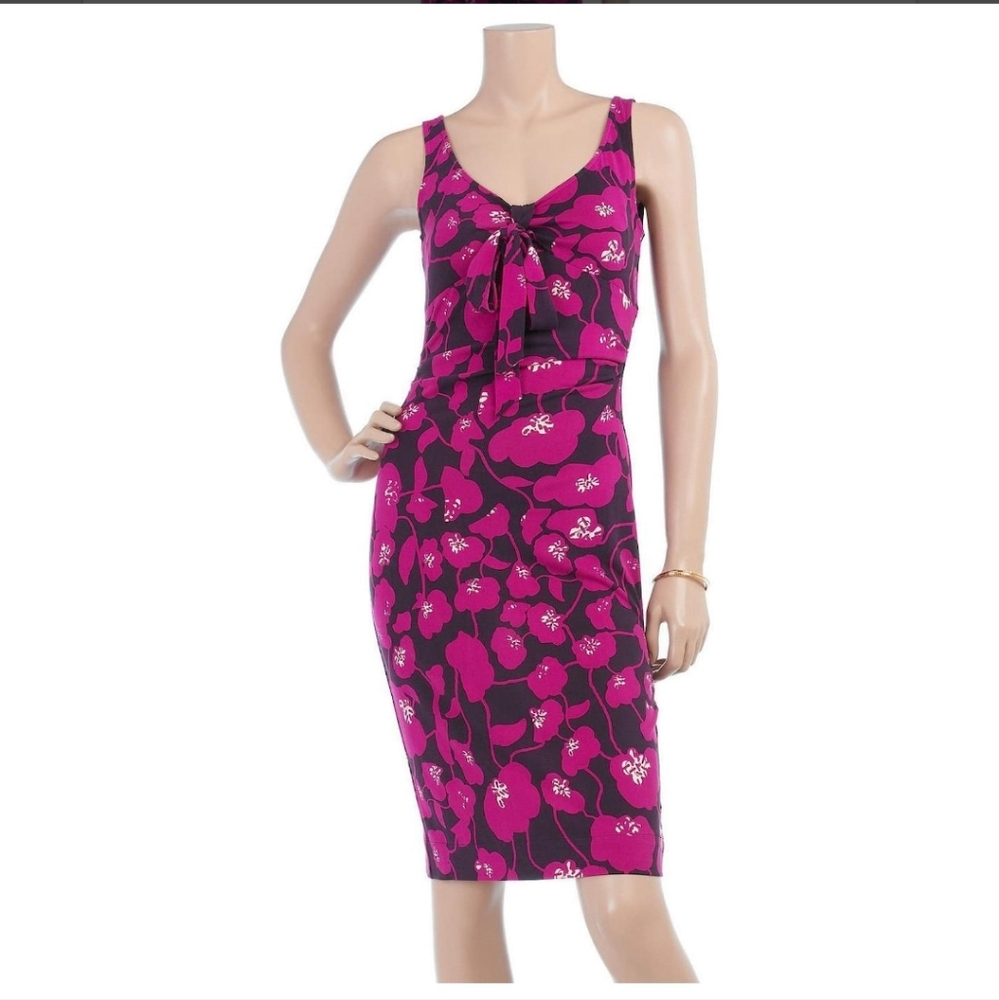 Diane Von Furstenberg DvS St Kitt 100% silk pink floral dress